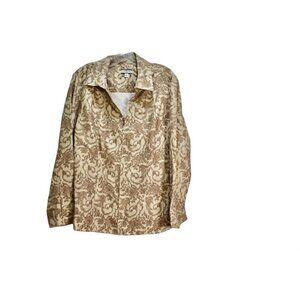 NWT Croft & Barrow Tapestry Beige and Tan Paisley Zip Front Ultra Soft Jacket XL